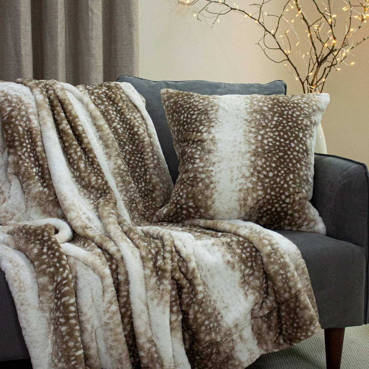 Fawn Faux Fur Throw, Brown