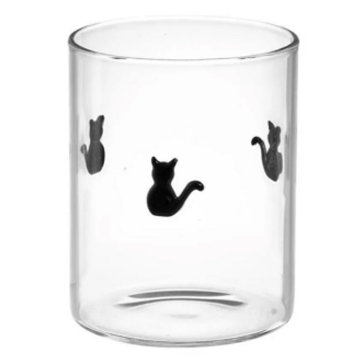 Drinking Glass w Black Cats