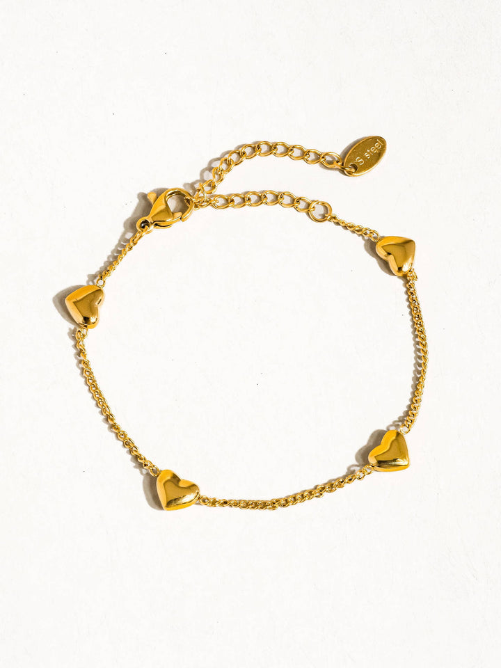 Vivre 18K Gold Non-Tarnish Petite Heart Bracelet & Necklace