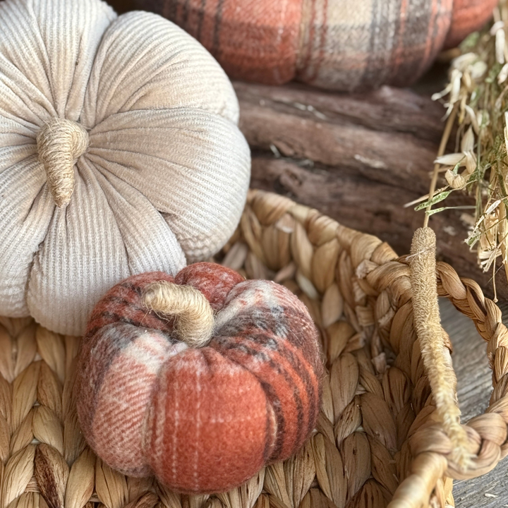 Small Dusty Plaid Pumpkin