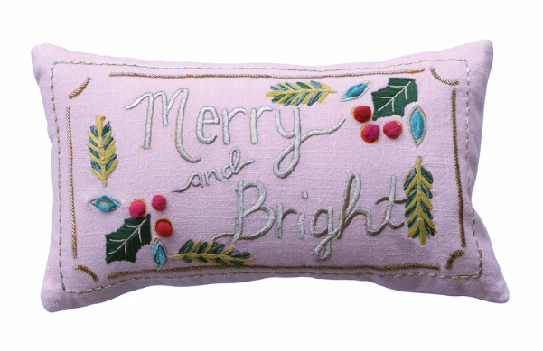 Merry & Bright Accent Pillow, Pink