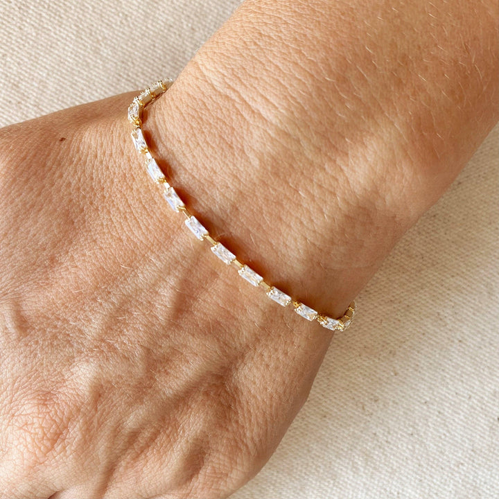 Lucy Baguette Tennis Bracelet, 18K Gold