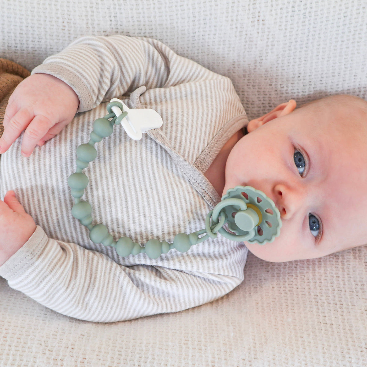 Pacifier Clip, Almond and Dusty Rose
