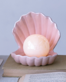 Stoneware Seashell LED Pearl Orb Light