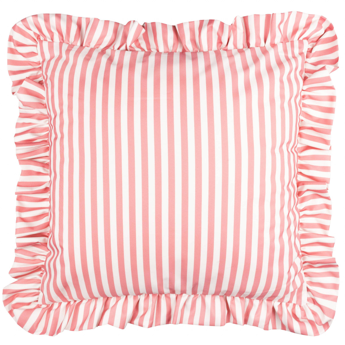 Millie Ruffle Striped Outdoor Cushion, Pink