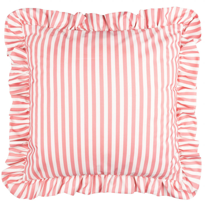 Millie Ruffle Striped Outdoor Cushion, Pink