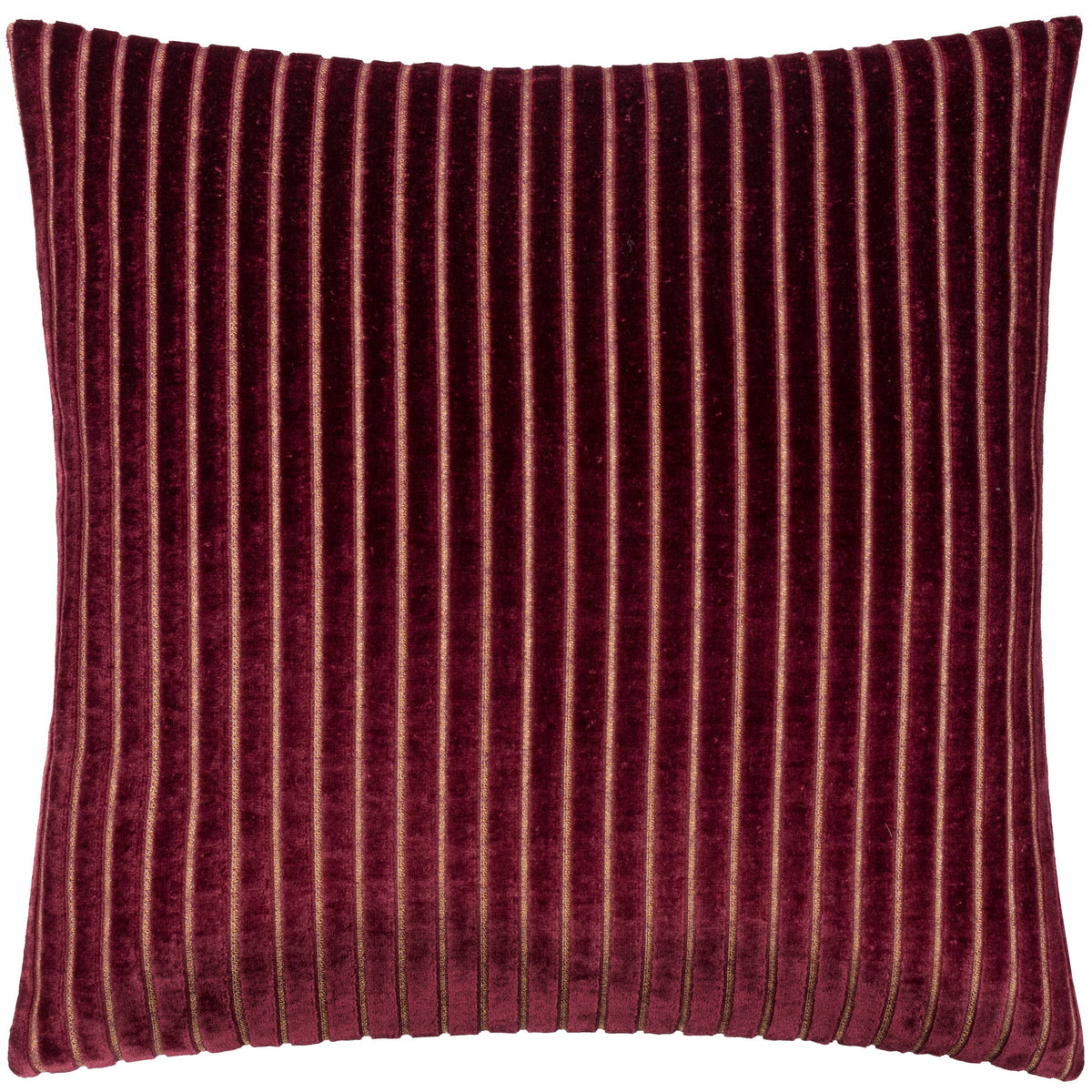 Savoy Stripe Velvet Cushion, Burgundy