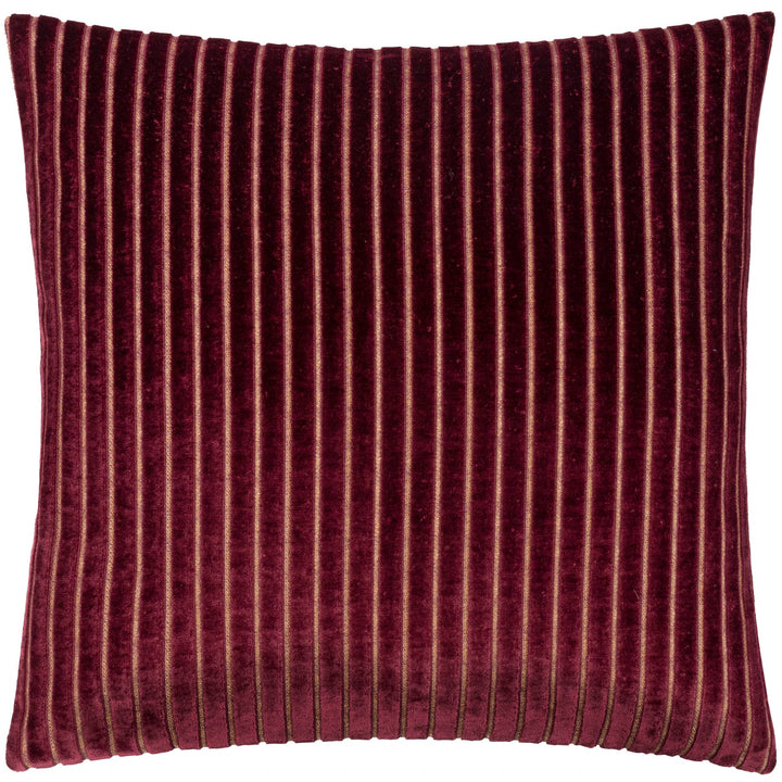 Savoy Stripe Velvet Cushion, Burgundy