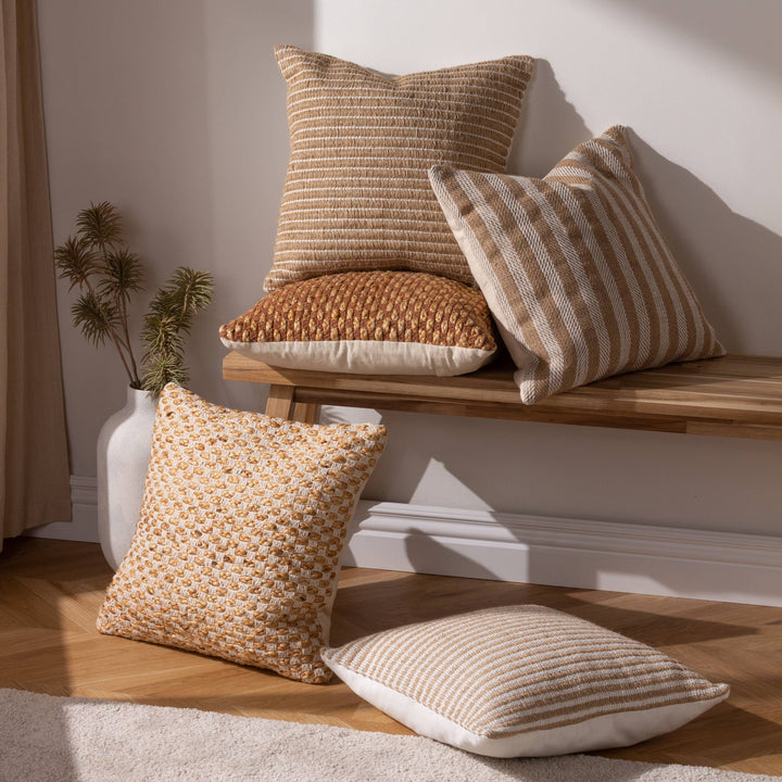 Organik Stripe Cushion, Natural