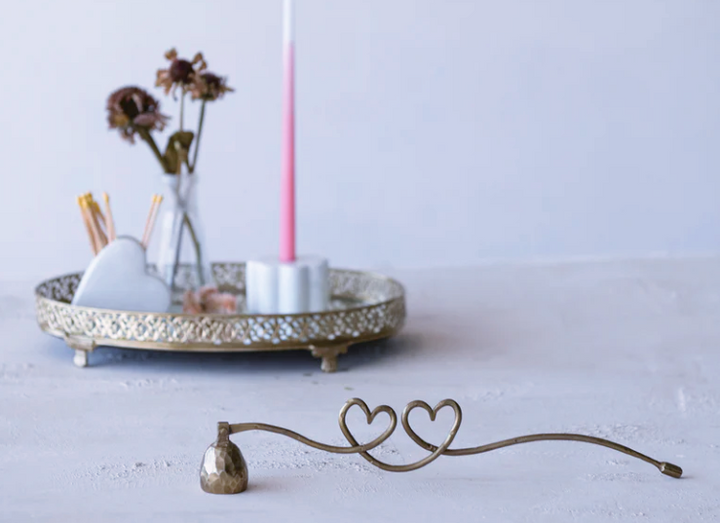 Heart Shaped Iron Candle Snuffer, Antique Gold