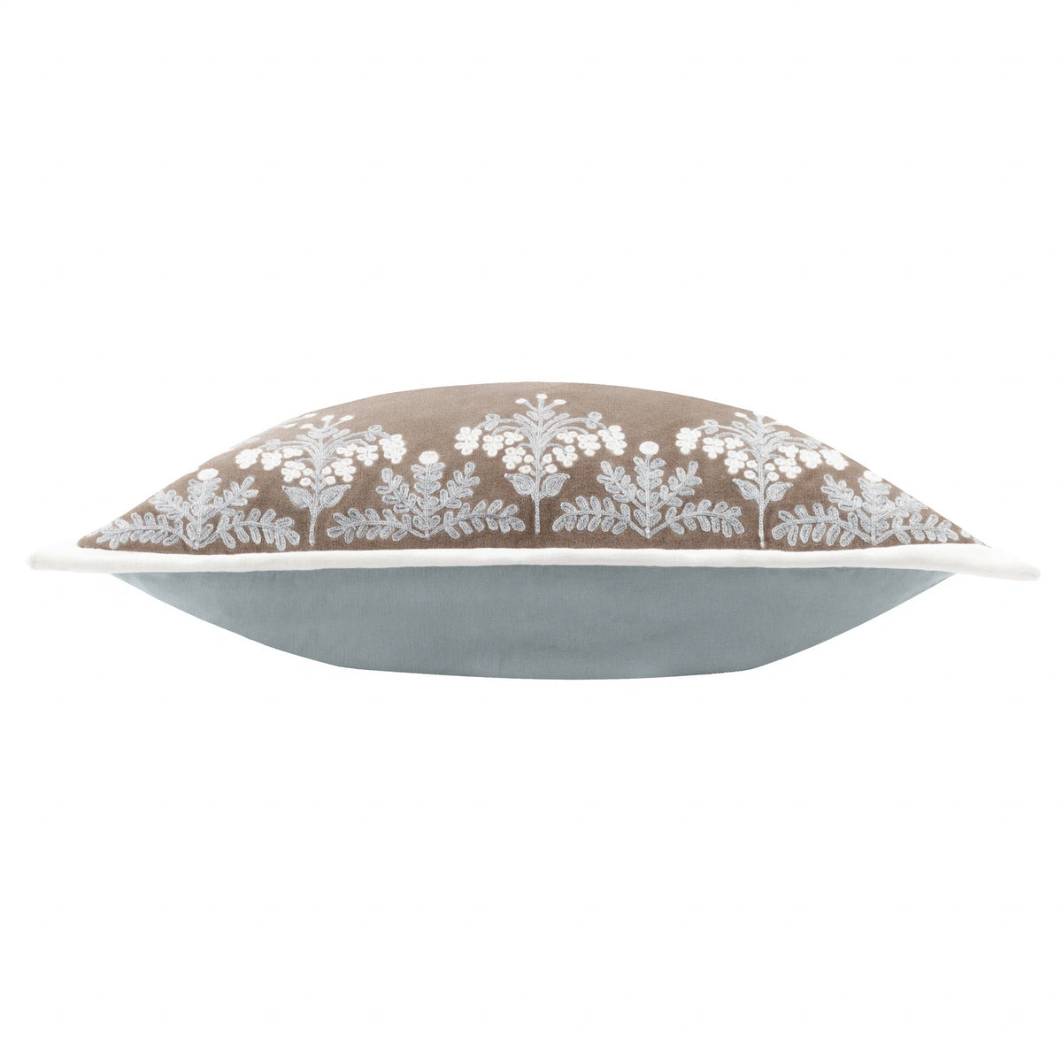 Winter Bloom Embroidered Cushion, Taupe
