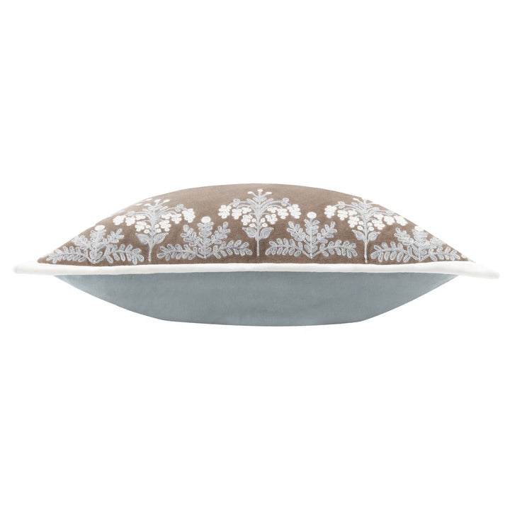Winter Bloom Embroidered Cushion, Taupe