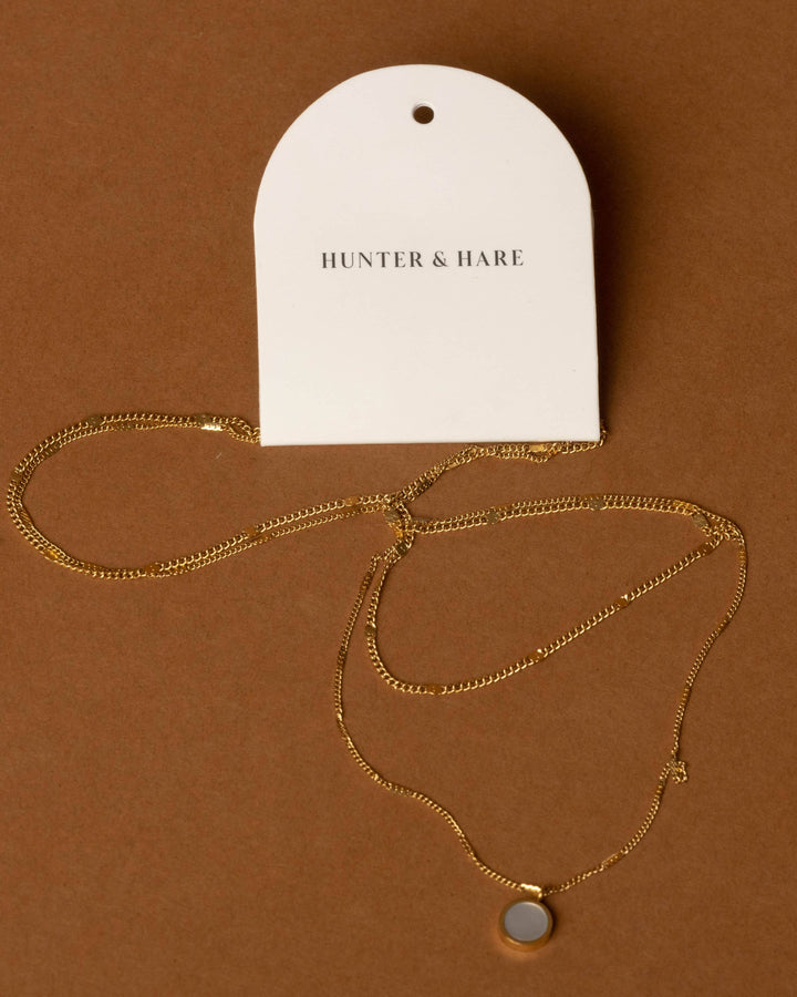 Hunter & Hare Oceana Dual Chain Opal Shell Necklace