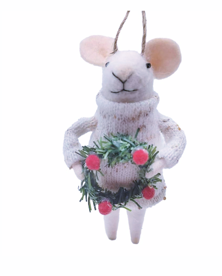 Winifred Wreath Holiday Mouse Ornament