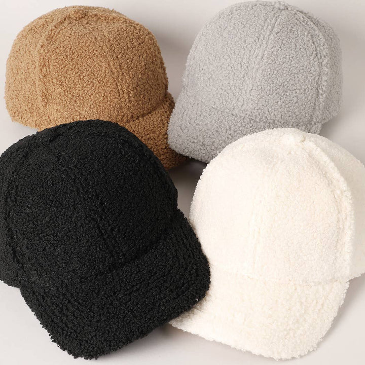 Solid Colored Faux Sherpa Baseball Cap
