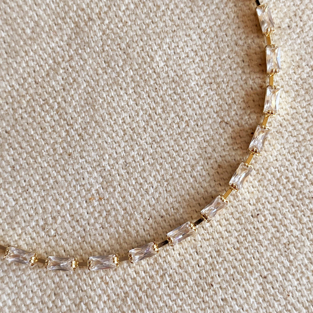 Lucy Baguette Tennis Bracelet, 18K Gold