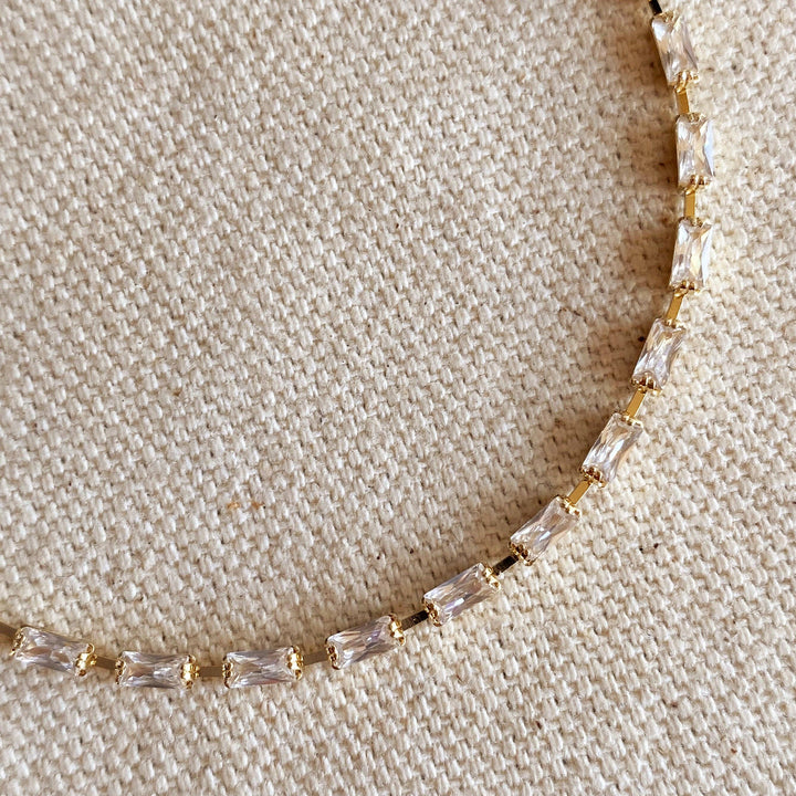 Lucy Baguette Tennis Bracelet, 18K Gold