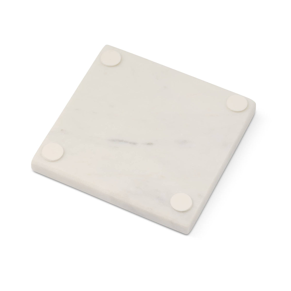 Square Marble Coaster Set of 4, White Martini