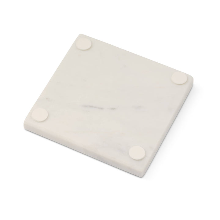 Square Marble Coaster Set of 4, White Martini