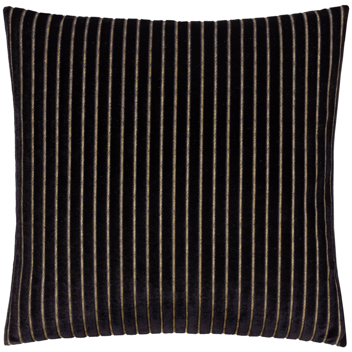 Savoy Stripe Velvet Cushion, Black