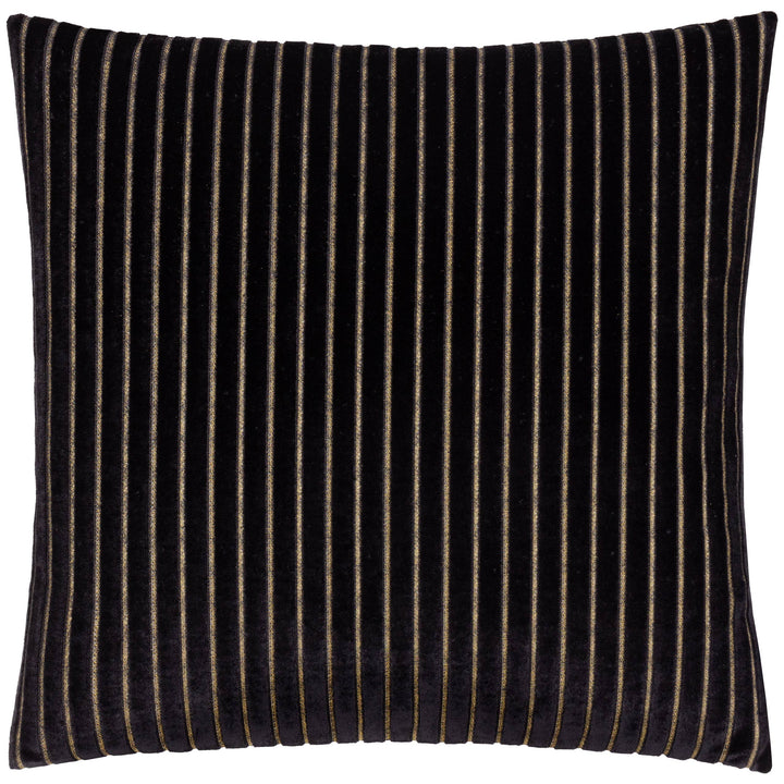 Savoy Stripe Velvet Cushion, Black