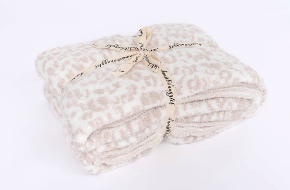 Plush Leopard Print Throw Blanket