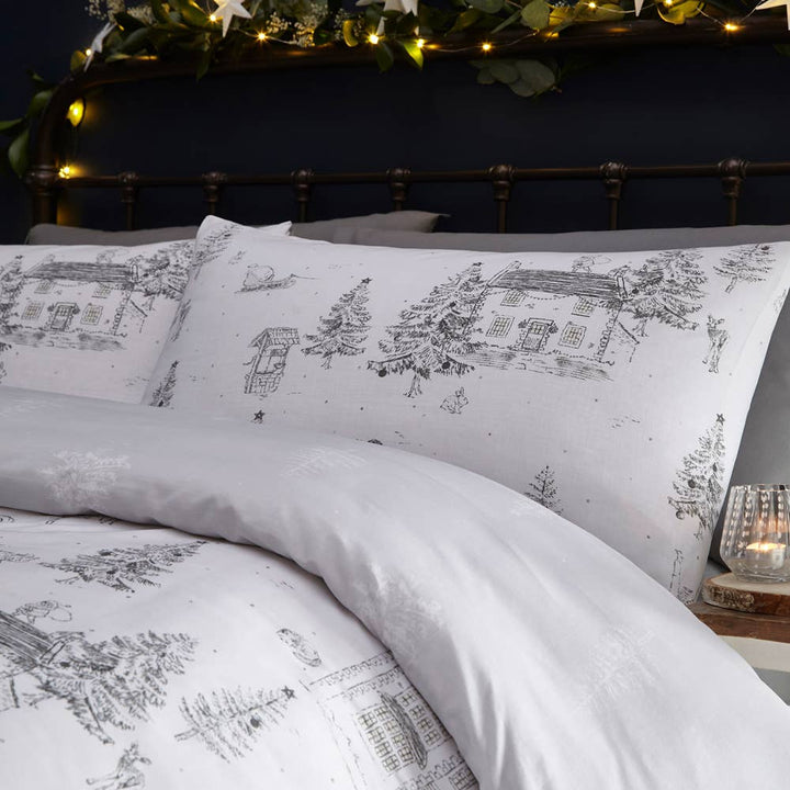 Midwinter Toile Duvet Cover Set, Snow