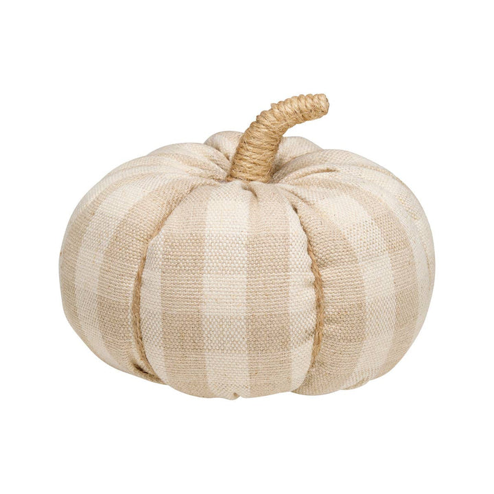Medium Tan Check Fall Fabric Pumpkin