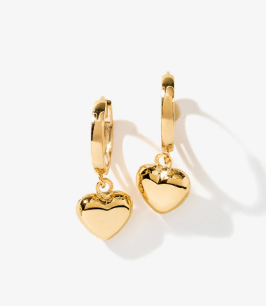 Charm Heart Huggie Hoop Earrings, Waterproof