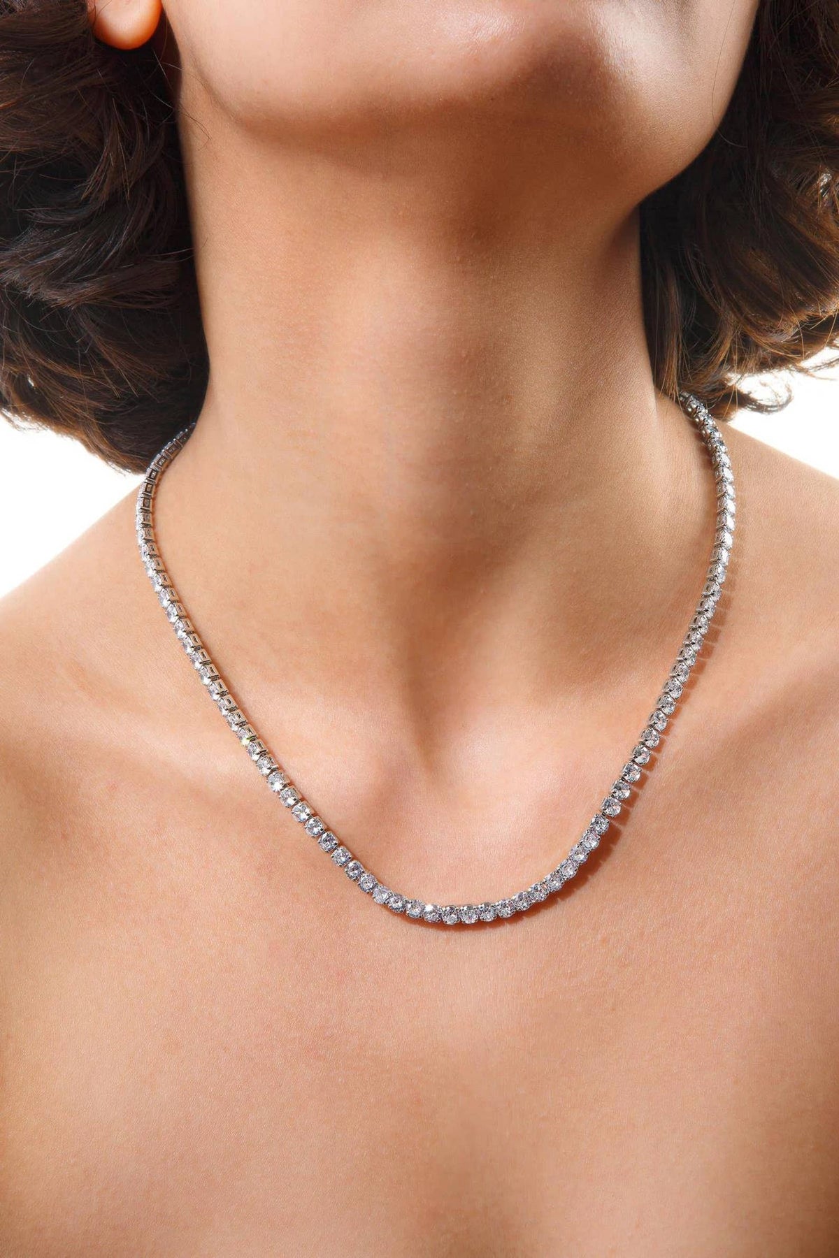 Tennis Necklace, PVD Plated Zircon