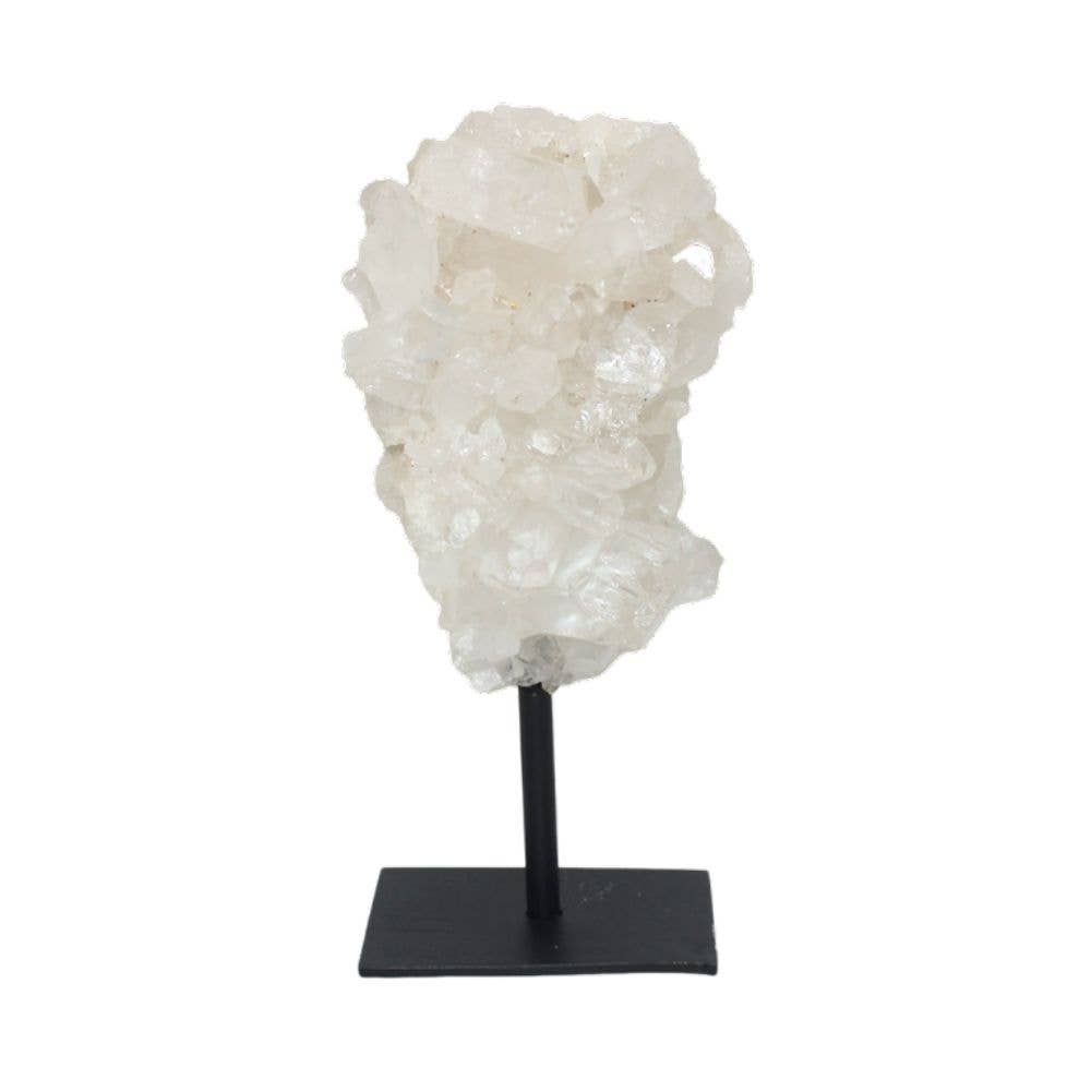 Clear Quartz Cluster on Metal Stand