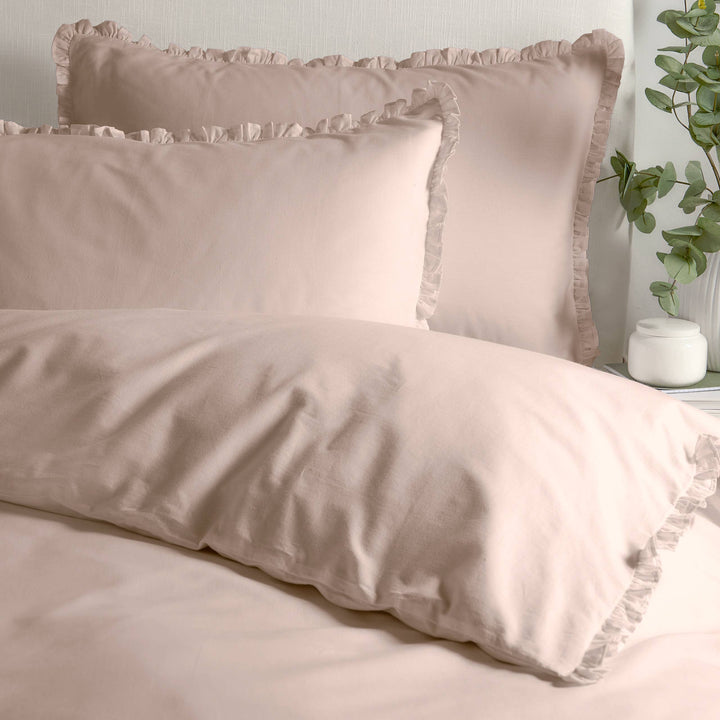 Tilly 100% Cotton Ruffle Duvet Cover Set, Blush Pink