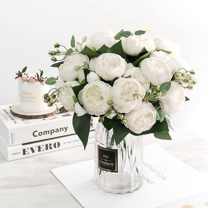 12" Silk Peony Flower Bunch