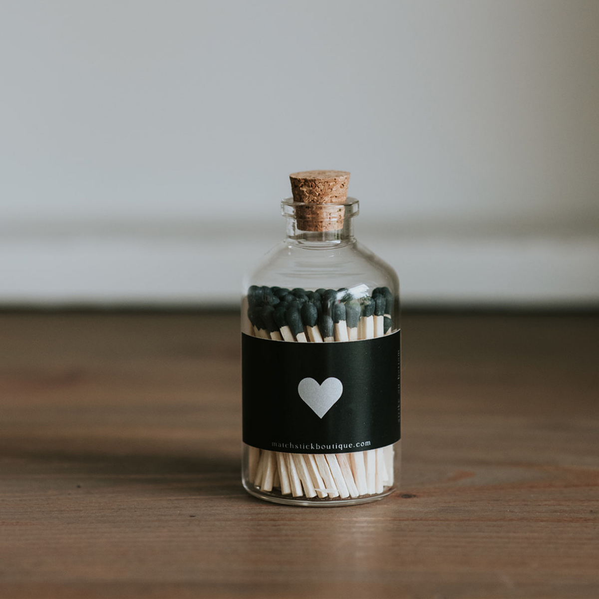 Black Heart Safety Match Apothecary Jar