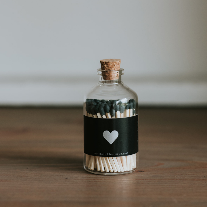 Black Heart Safety Match Apothecary Jar