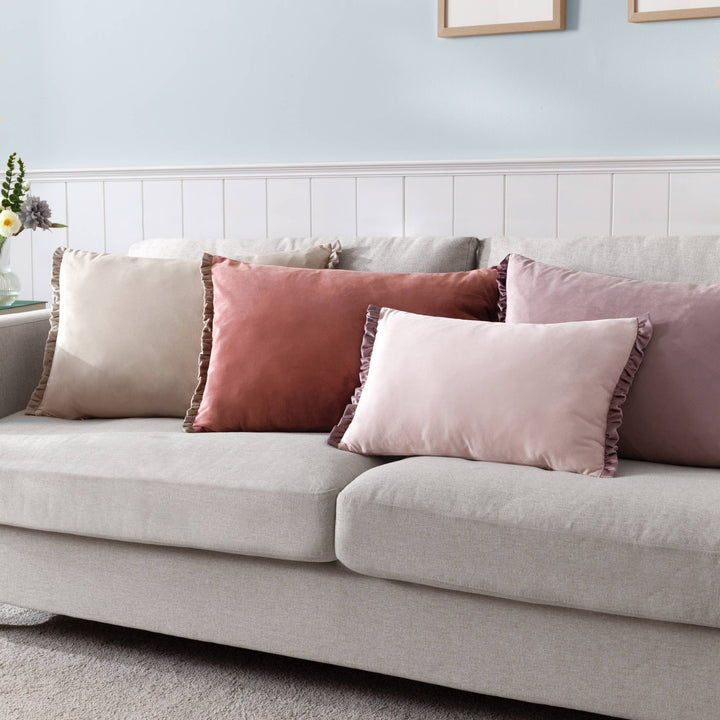 Tilly Velvet Cushion, Pink/Heather
