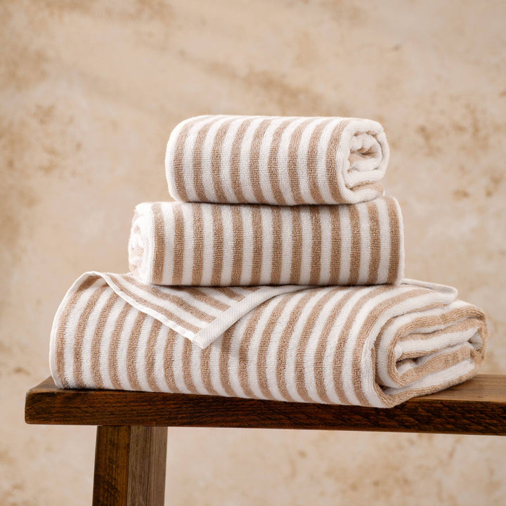 Hebden Striped Cotton Towels, Natural
