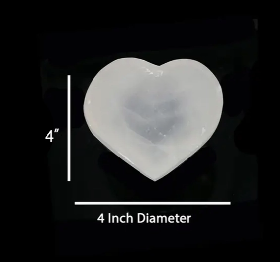 Heart Shaped Selenite Smudge Bowl, 4"