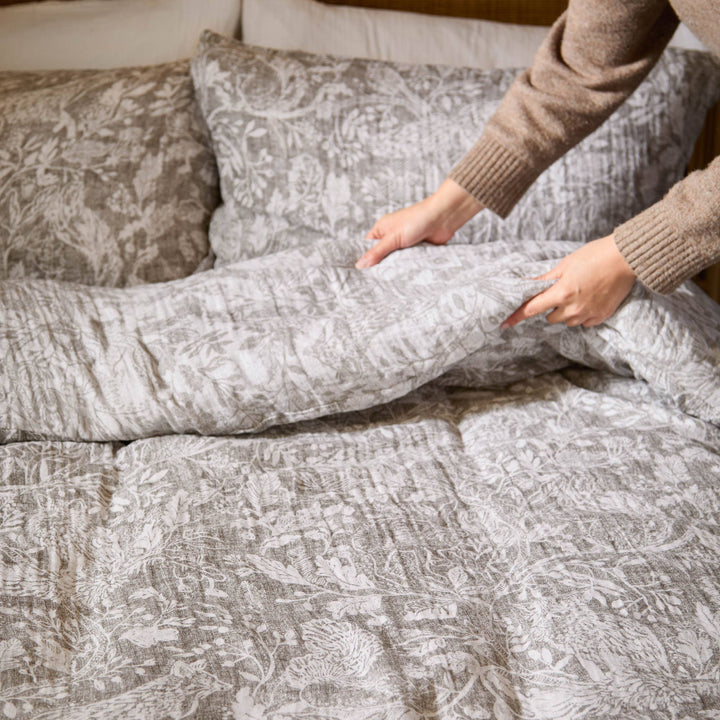 Cademuir Reversible Cotton Muslin Duvet Set, Nut