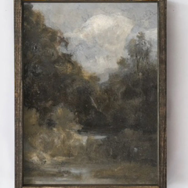 Abstract Landscape Vintage Print, Framed