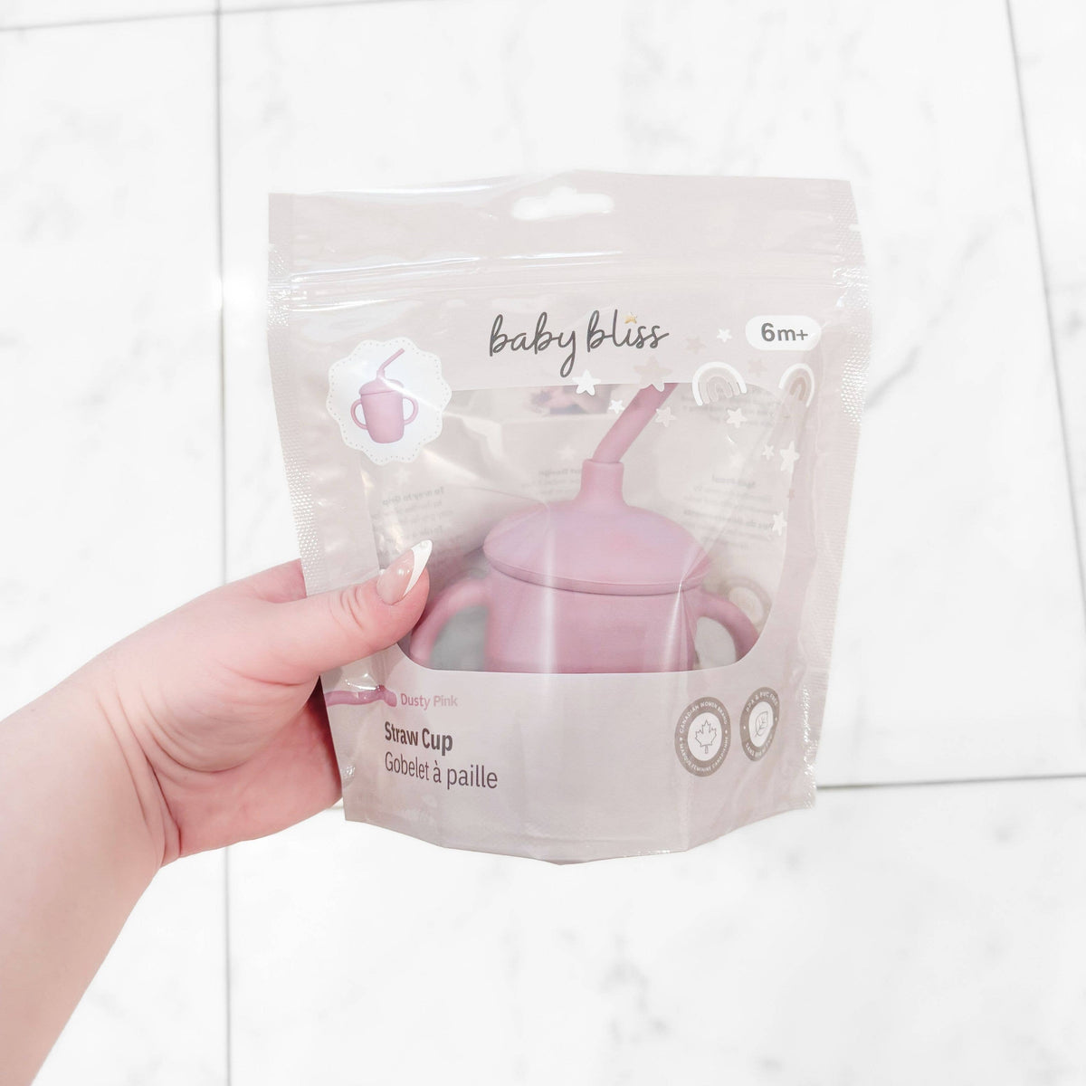 Spill-Proof Sippy Cup with Straw - Dusty Pink