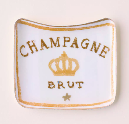 Enameled Trinket Tray, Champagne Motif