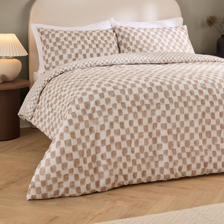 Nyhavn Checkerboard Reversible Duvet Set, Tobacco