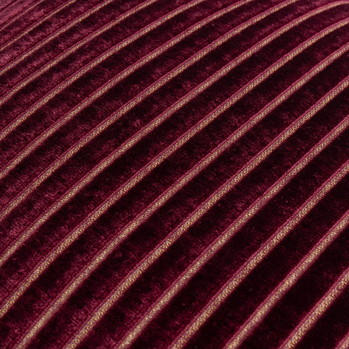 Savoy Stripe Velvet Cushion, Burgundy