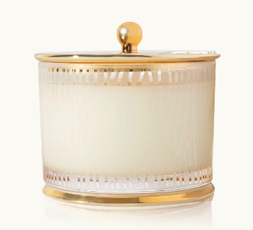 Thymes Frasier Fir Gilded Medium Poured Candle, Frosted Wood Grain