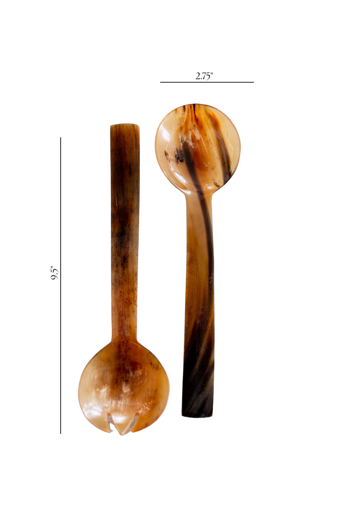 Hand Cut Horn Salad Servers
