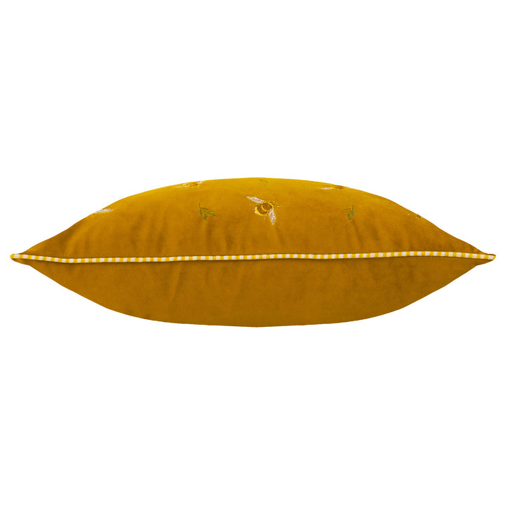 Ramble Bees Embroidered Velvet Cushion, Honey