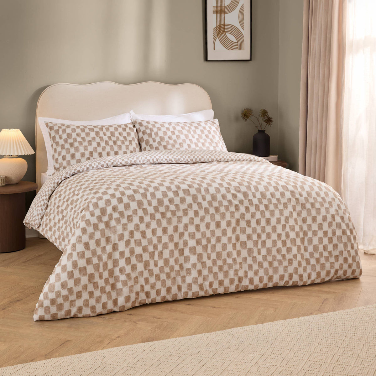 Nyhavn Checkerboard Reversible Duvet Set, Tobacco