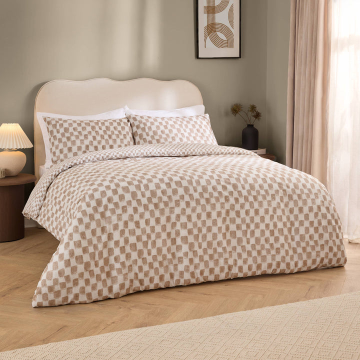 Nyhavn Checkerboard Reversible Duvet Set, Tobacco