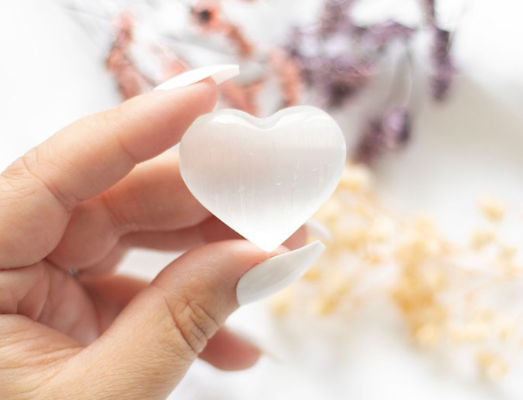 Small Selenite Crystal Heart, 2.5"